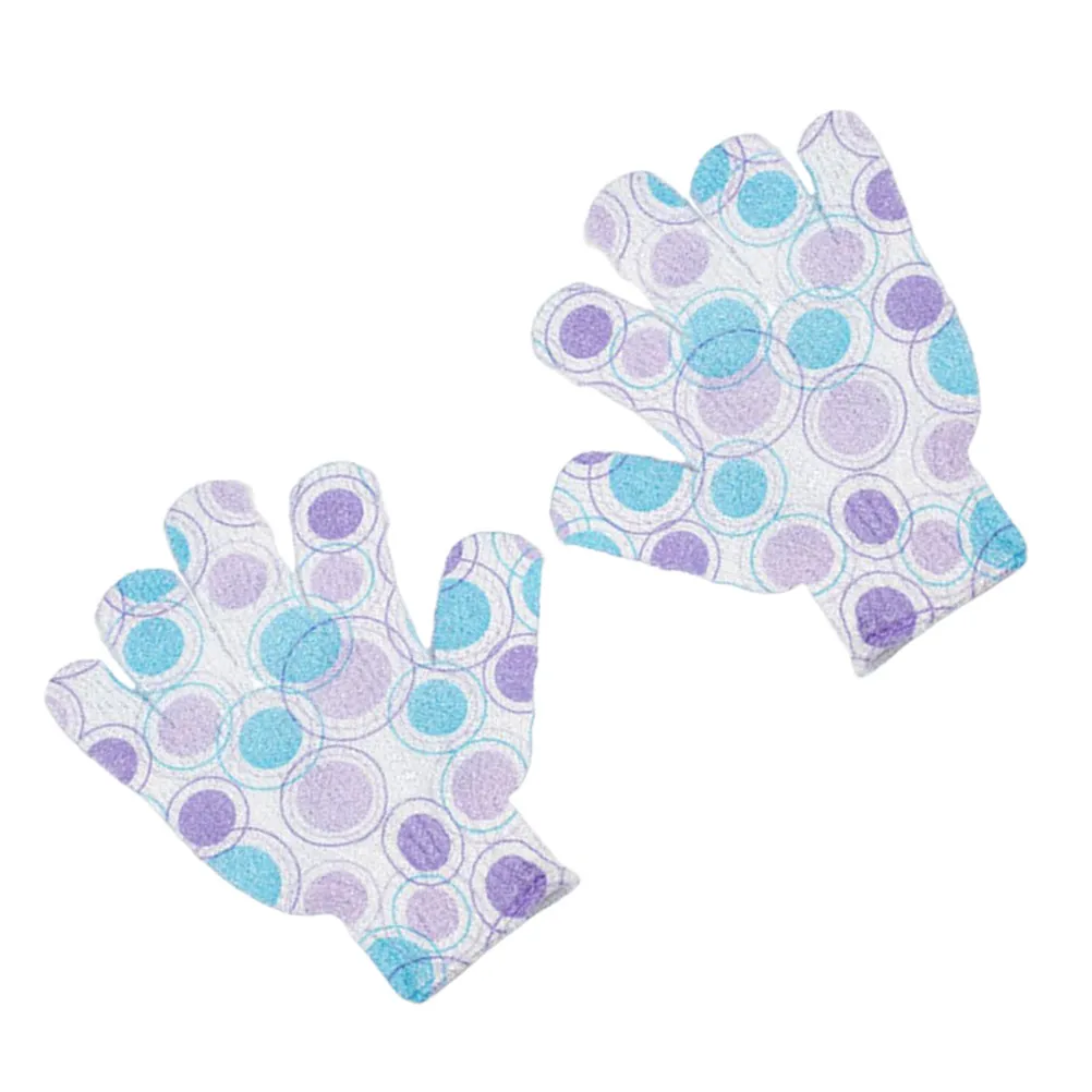 1Pair Nylon Bath Gloves Five Finger Type for Shower Exfoliating Cleanse Remove Oil and Dirt Suitable for All Bath Gloves
