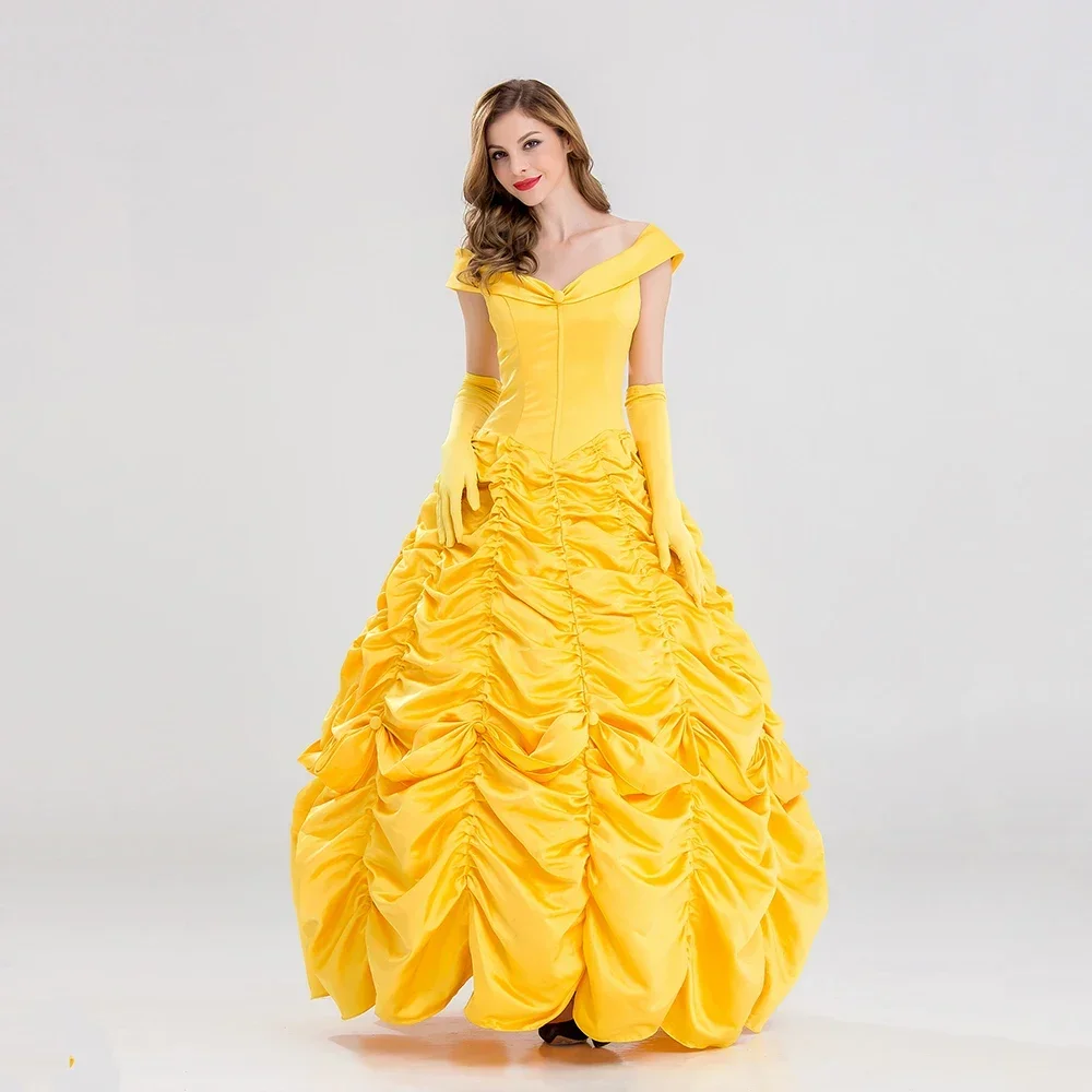 Fantasia Halloween Cosplay Adult Princess Belle Costume Long Dress Women Southern Adult Women Costume