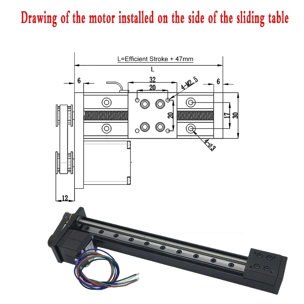 Imagem -03 - Mini Módulo Linear Síncrono Travamento Automático Corrediça de Parafuso Trapezoidal Trilho de Linha de Mesa Motor Nema11 Curso 50300 mm