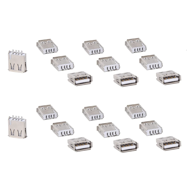 

20 Pcs Straight Solder Type USB A Female Plug Jack Connector