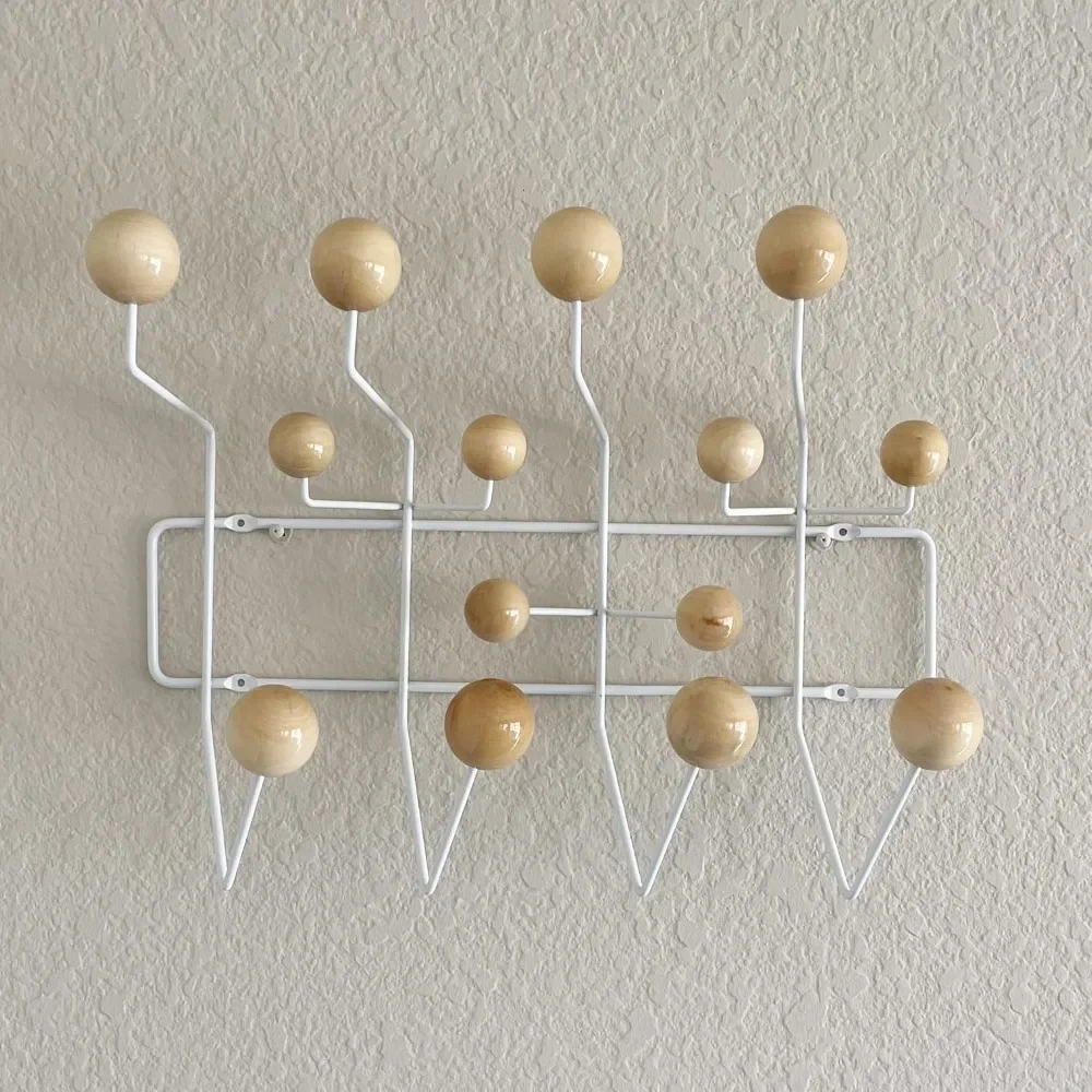 

Mid-Century Pop Wood Ball Metal Coat Rack, Natural
