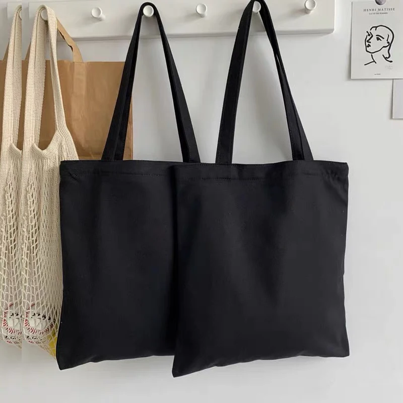 Women Canvas Bag Fashion Blank Shopping Bag Outerdoor Casual Shopperbag girl Student handbag Tote Shoulder Lady Bags