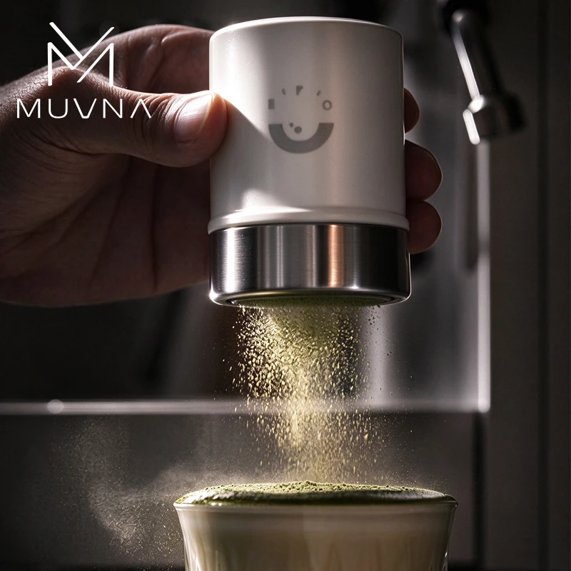 MUVNA Coffee Powder Shaker Stainless Steel for Coffee Matcha Cocoa,Latte Art Stencil Kit with Sugar Sifter Barista Accessories