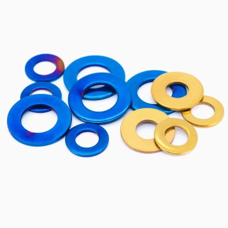 10Pcs M4 M5 M6 M8 M10 304 stainless steel with titanium plated blue gloden flat gasket Burn Titanium washers