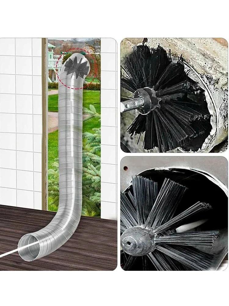 Ensemble de balayage de cheminée Flexible, brosse et tige de balayage de conduit, tiges de nettoyage de la suie, brosse en Nylon, Kit d'outils de nettoyage pratique