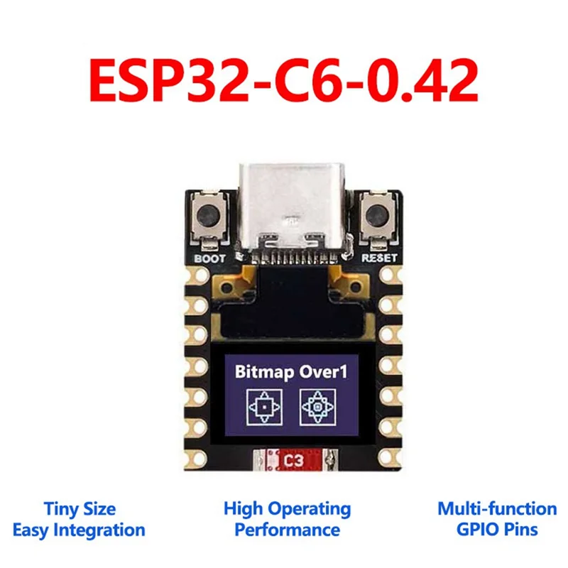Mini Development Board ESP32 C6 Development Board Support 2.4Ghz Wifi And Bluetooth With 0.42-Inch OLED Display-Y47A
