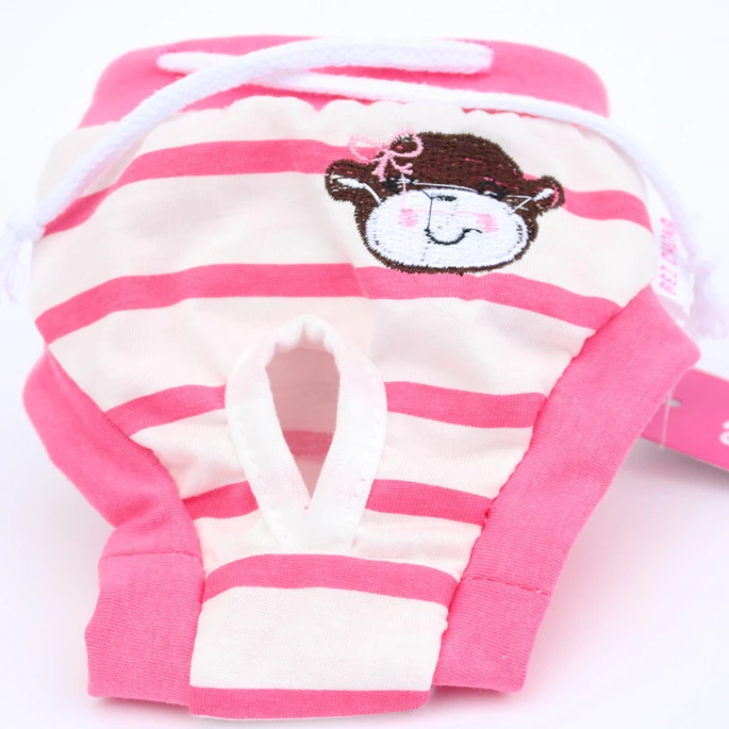 Striped Embroidered Dog Dog Teddy Pet Physiological Pants Cute Sweet Princess Style 2 Colors Optional Customizable