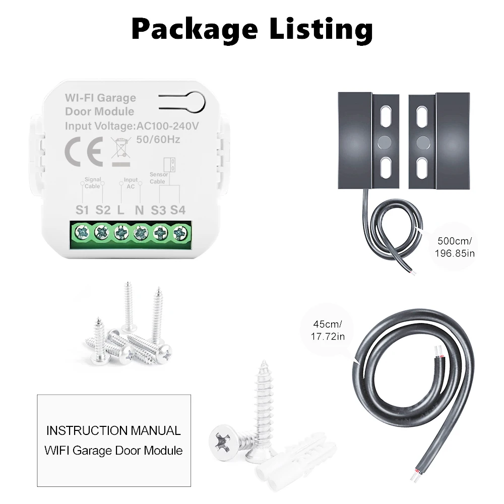 Smart Tuya WiFi Garage Door Switch Door Opening Smart Life APP Controller Remote Control Closing Works with Alexa Google Home