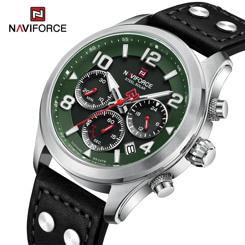 NAVIFORCE Original Brand Men\'s Watches Waterproof Multi-functional Luminous Sapphire Stainless Steel Eco-Drive Wristwatches 2023