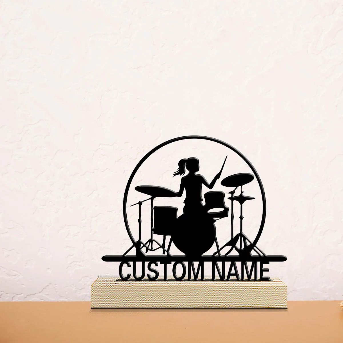 1pc New Design Personalized Custom Music Drum Stand Metal Statues Musical Gift with Wooden Base Perfect for Musicians Orchestra image 3