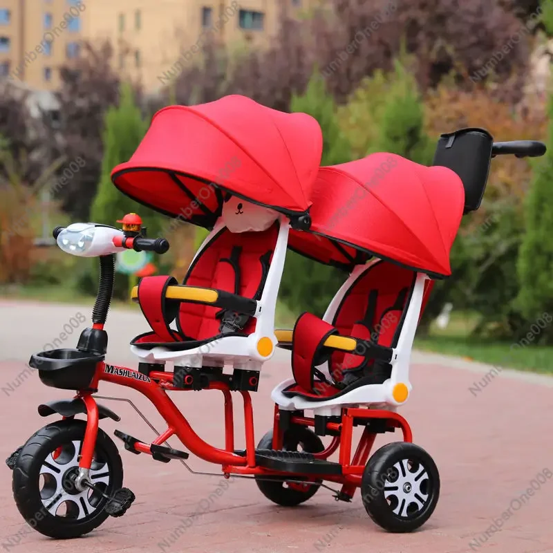 Twin Baby Walking Children's Trolley Baby Stroller Can Lie Down and Sit Two Children Lightweight Two-seater-year-old