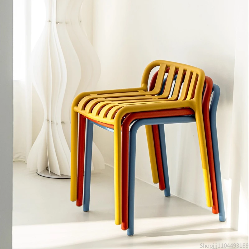

Nordic Breathable Dining Chair Home Space Saving Furniture Can Be Stacked Cafe Restaurant Leisure Stool Outdoor Seating Muebles