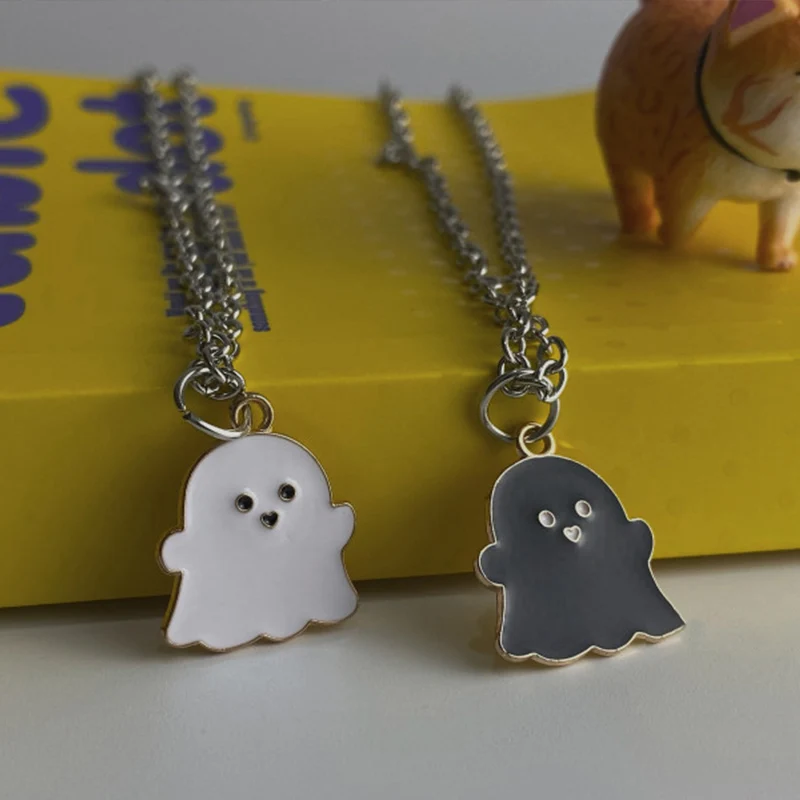 Cute Cartoon Ghost Friendship Couple Pendant Necklaces For Korean Fashion Female Men Best Friend Lovely Women Necklaces Jewelry