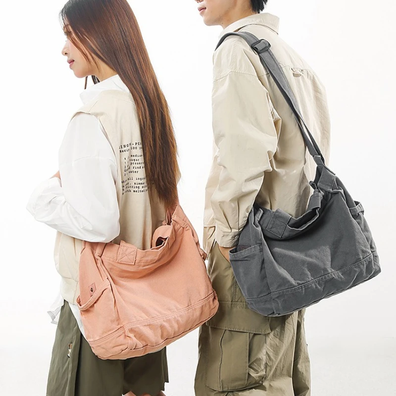 

Модные холщовые сумки через плечо для женщин и мужчин, 2025 год, большая сумка через плечо для книг, студенческие корейские популярные большие сумки-портфели