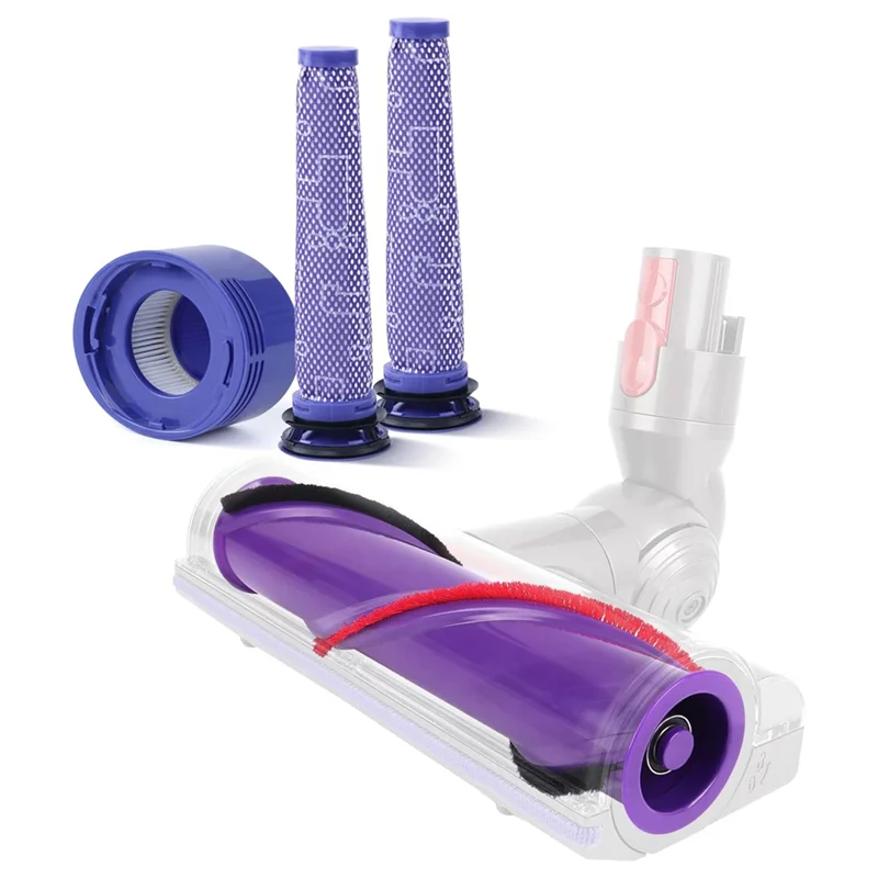 -Вересеньтная роликовая щетка + комбинированный HEPA-фильтр предварительной и после, совместимый с запасными аксессуарами для пылесоса Dyson V8