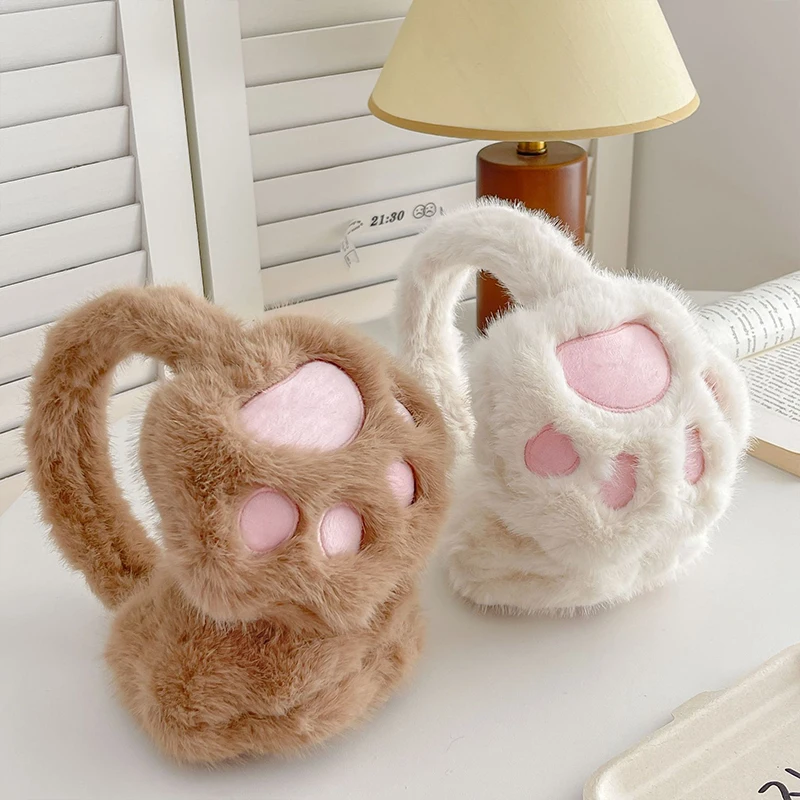 Nuovo bello inverno earcap gatto antivento protezione dal freddo paraorecchie di peluche zampa di gatto scaldaorecchie donne ragazze carino tenere al caldo paraorecchie