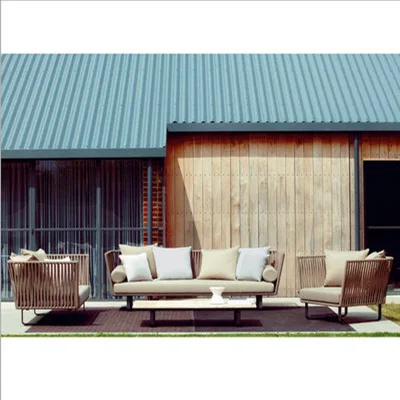 Nordic Outdoor Rattan Sofa Open-air Waterproof And Sunscreen Balcony Casual Rattan Chair Terrace Courtyard Simple Sofa Furniture