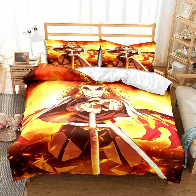 

Rengoku Kyoujurou Anime Demon Slayer Bedding Set Single Twin Full Queen King Size Bed Set Aldult Kid Bedroom 3D Print