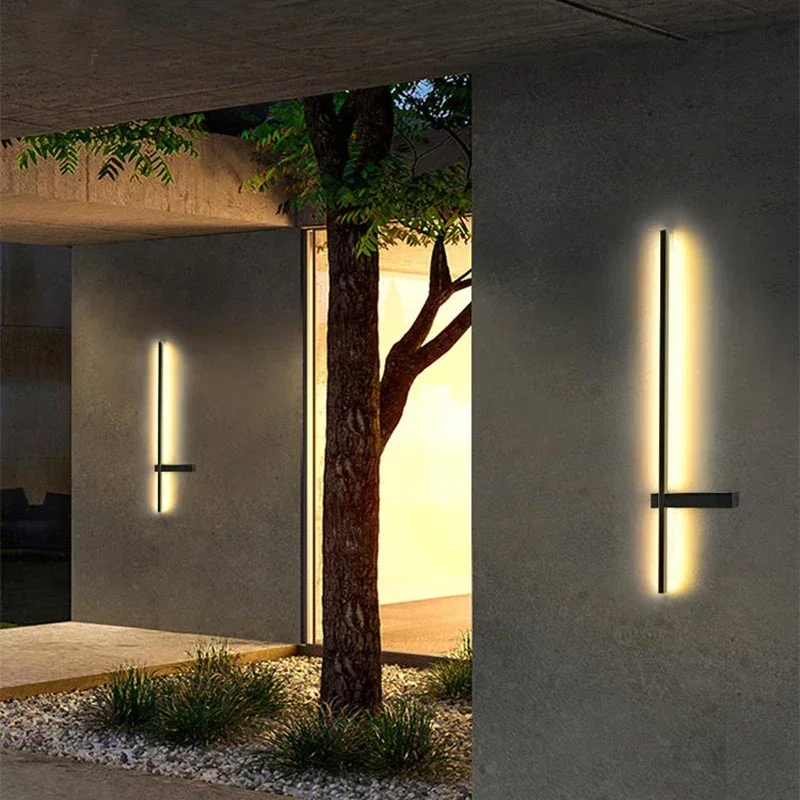 Modern Cross Outdoor Wall Lamp Corridor Exterior Wall Entry Long Line Strip Lamps Villa Bedroom Front