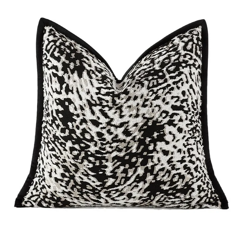 

White Black Leopard Pillows Luxury Jacquard Cushion Case Modern Simple Square Decorative Pillow Cover For Sofa Chair Home Decor