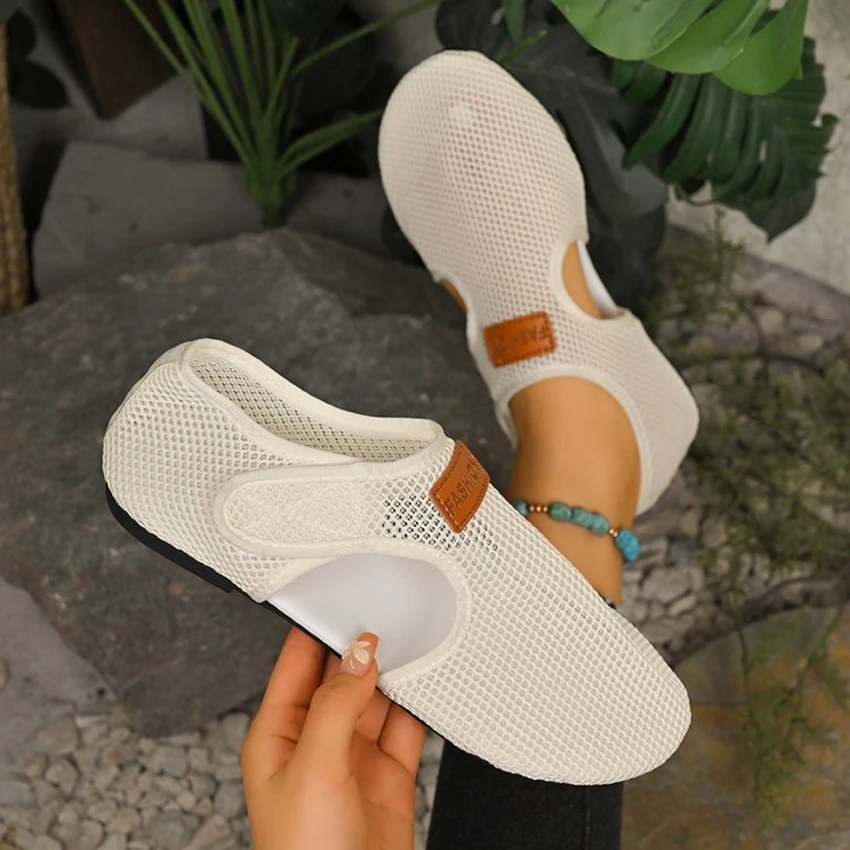 

Women's Summer Casual Breathable Mesh Flat Shoes Lightweight Sneakers Comfortable Footwear for Everyday Plus Size 43