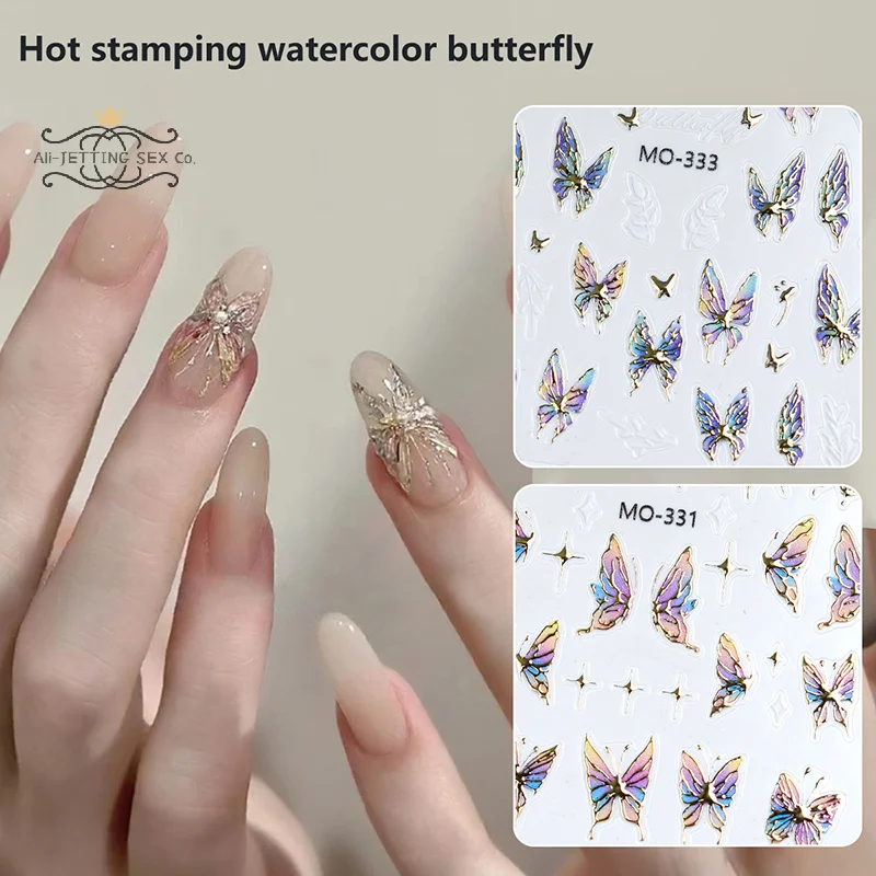 Butterfly Vivid Wing Nail Sticke Gilding 3D Enhancement Adhesive Stereoscopic Personality Nail Salon DIY