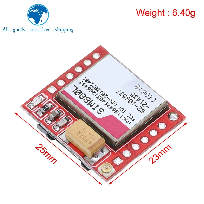 TZT Mini Smallest SIM800L GPRS GSM Module MicroSIM Card Core Wireless Board Quad-band TTL Serial Port With Antenna Diy