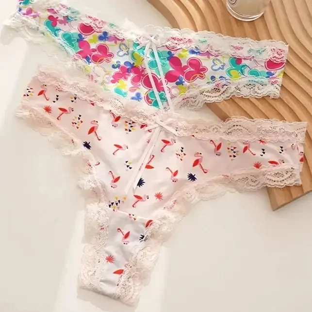 Women Sexy Flowers Panties Low-waist G String Thong Underwear Female Temptation Breathable Lingerie Lace T Pants Intimate