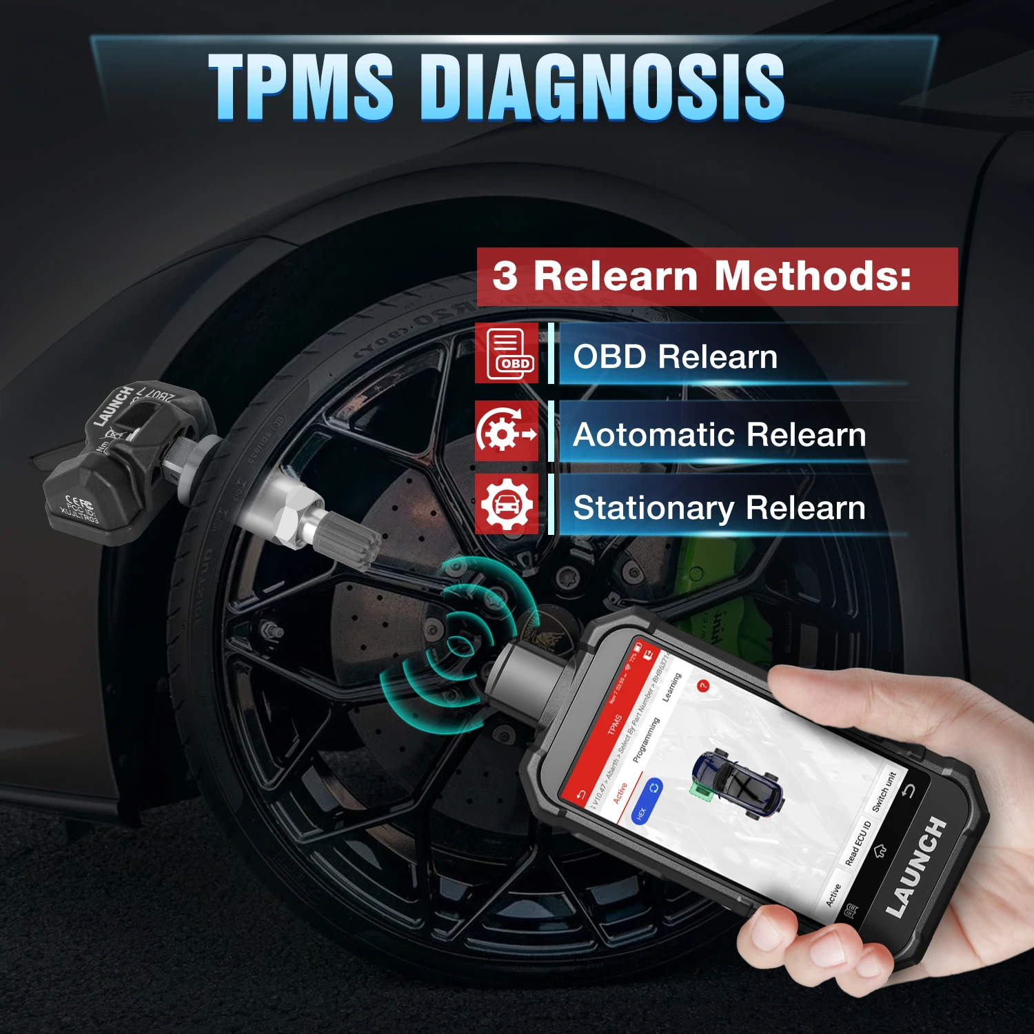 [2026 New]LAUNCH X431 Creader TPMS 5011 V2 Tire Pressure Programming Sensor Scanner Tool Supports All 315/433MHz with 12 Service
