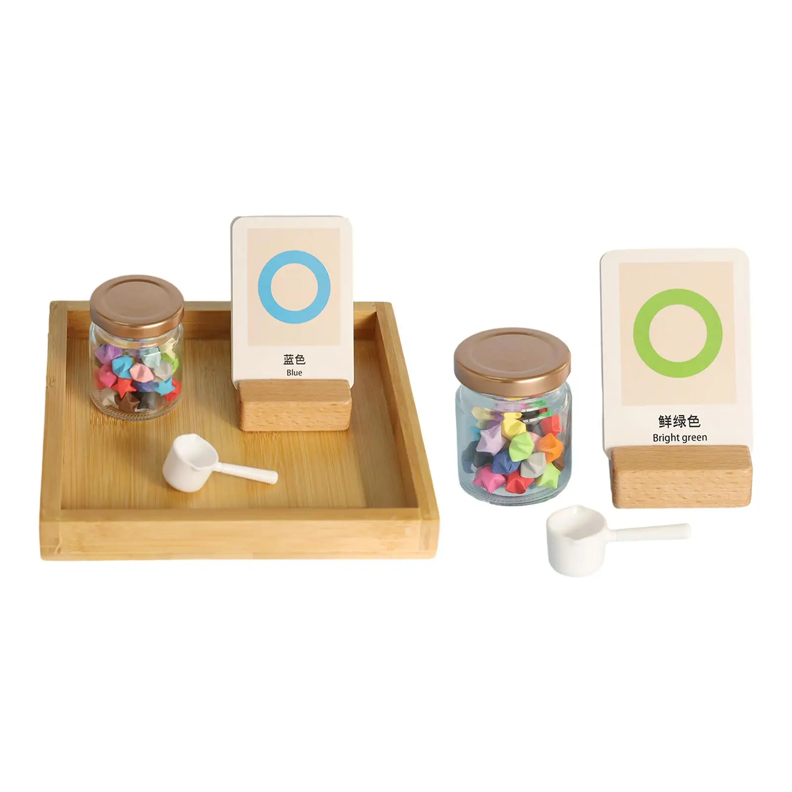 Color Recoginition Toys Travel Toys Wooden Montessori Toys Brain Teasers Jar of Stars Spoon for Age 3 4 5 6 7 Holiday Gifts