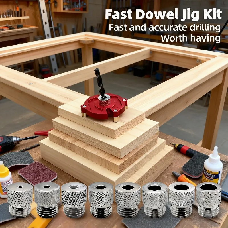 

Professional Woodworking Self Center Dowel Jig Handheld Drill Guide for Straight Holes Panel Hole Puncher Locator Tool