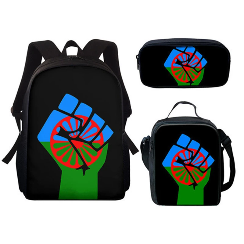 Classic Creative Funny Flag Of The Oromo 3D Print 3pcs/Set pupil School Bags Laptop Daypack Backpack Lunch bag Pencil Case