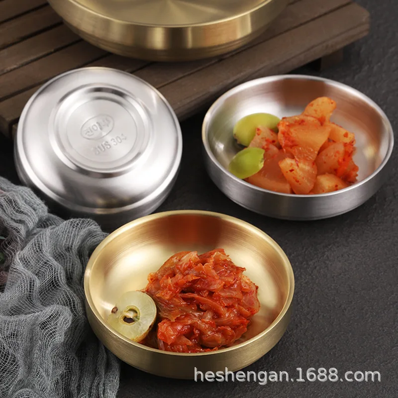 Korean 304 stainless steel sauce dish, small dish, Korean golden kimchi dish, barbecue dipping dish, seasoning dish, tableware