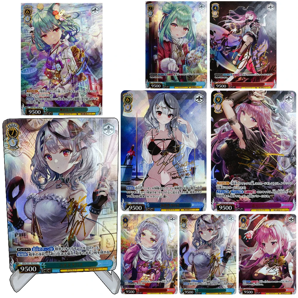 

Виртуальный идол DIY 19 шт./компл. Hoshimati Suisei Houshou Marine Nakiri Ayame Gold Signature Коллекционная карта Рефрактивная текстура с блестками