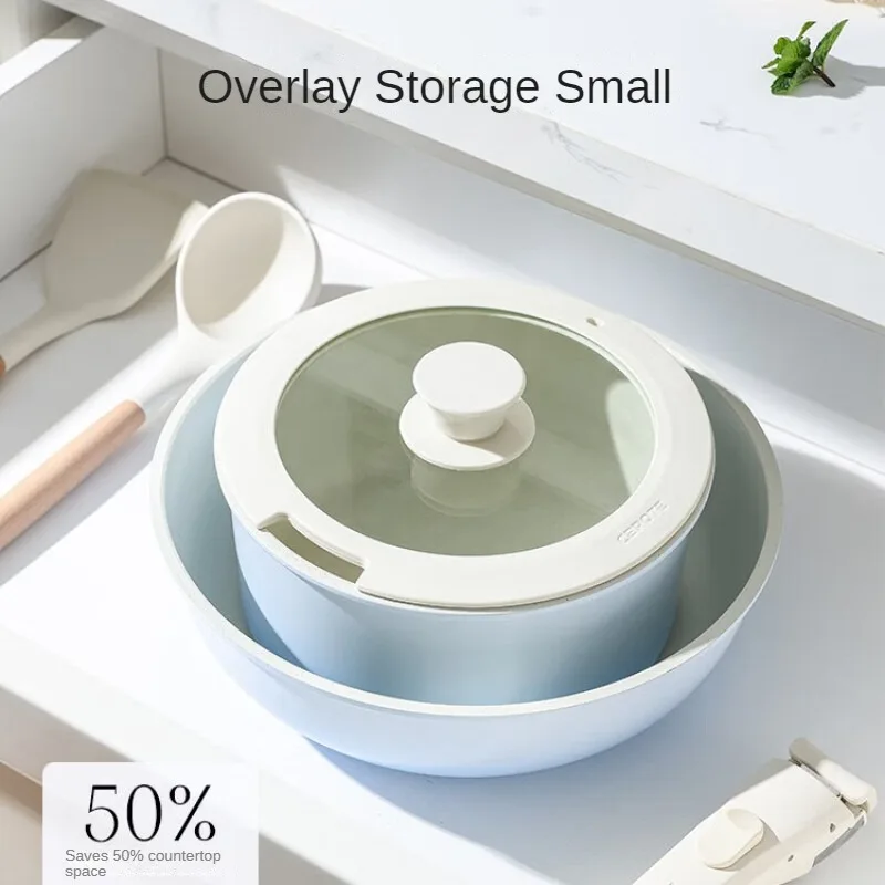 Приготовьте вкусные блюда с разноцветной антипригарной кухонной утварью в комплекте для газовой индукционной плиты со съемной ручкой