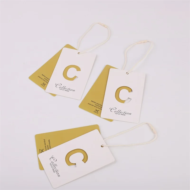 Custom .. pieces. Label Hangtag mewah dengan Logo timbul Matte dan Hot Stamping kartu bisnis dan Garme