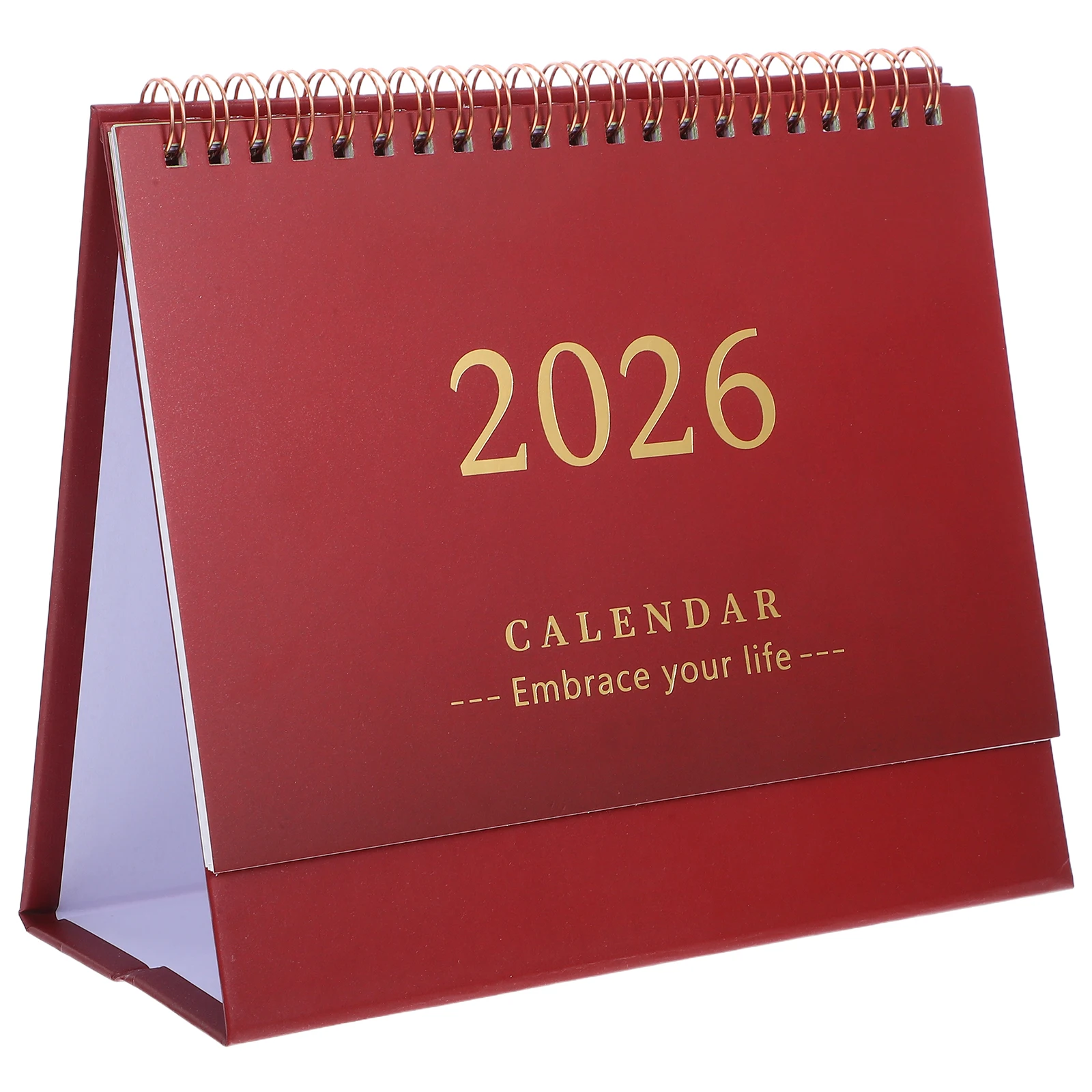 2026 Desk Minimalist Stand Up Planner Compact Foldable Design Thick Paper Small Space Office Home Scheduling Dark Red