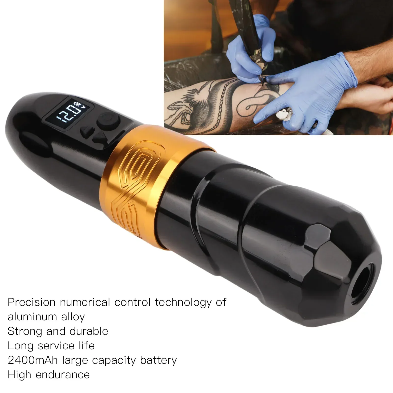 2 in 1 2400mAh Wireless Tattoo Machine Pen Rechargeable USB Tattoo Machine with Connector Tattoo Power Supply Pen