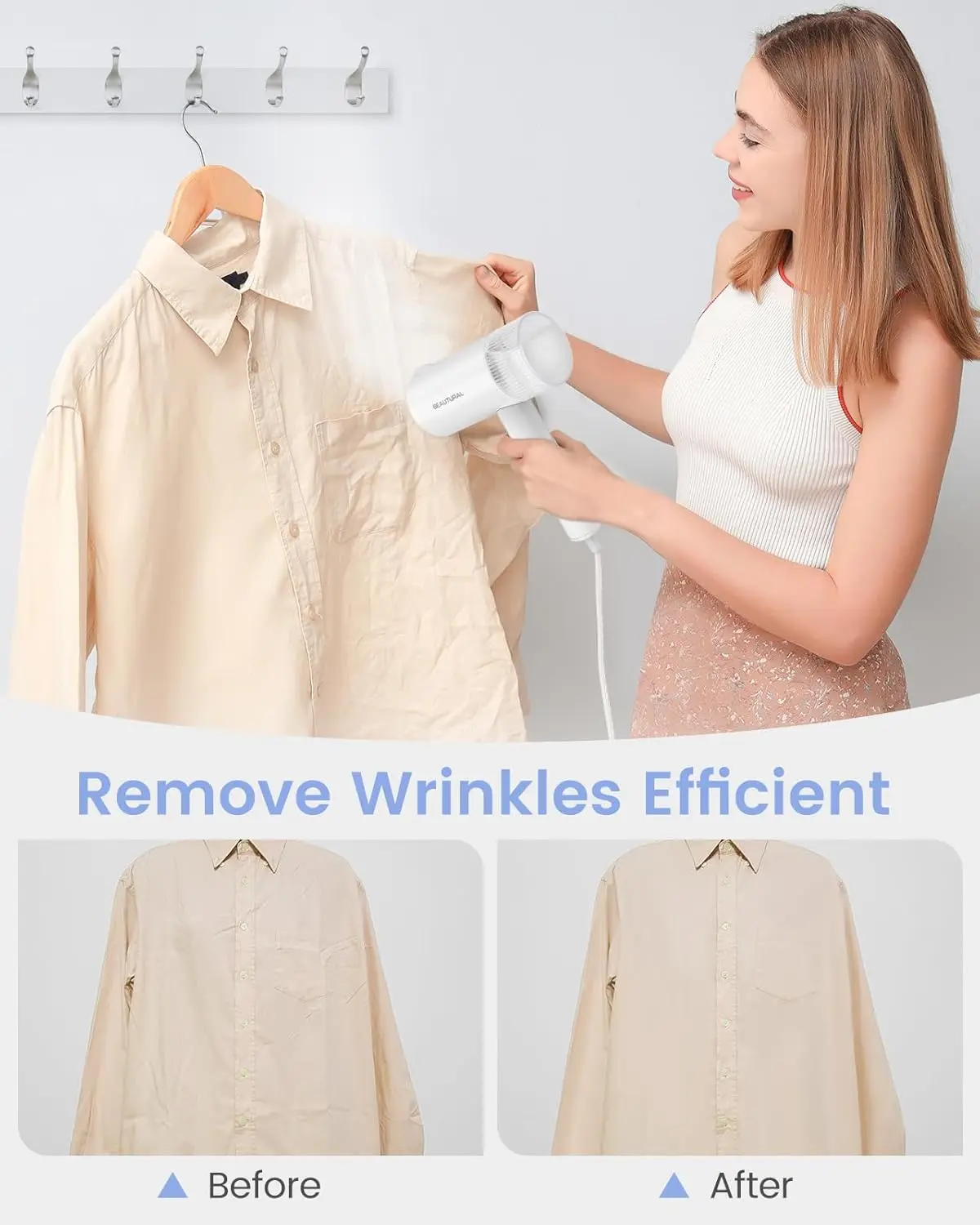 Portable Garment Steamer, 30s Fast Heat-Up, Foldable Handheld, 120V Only