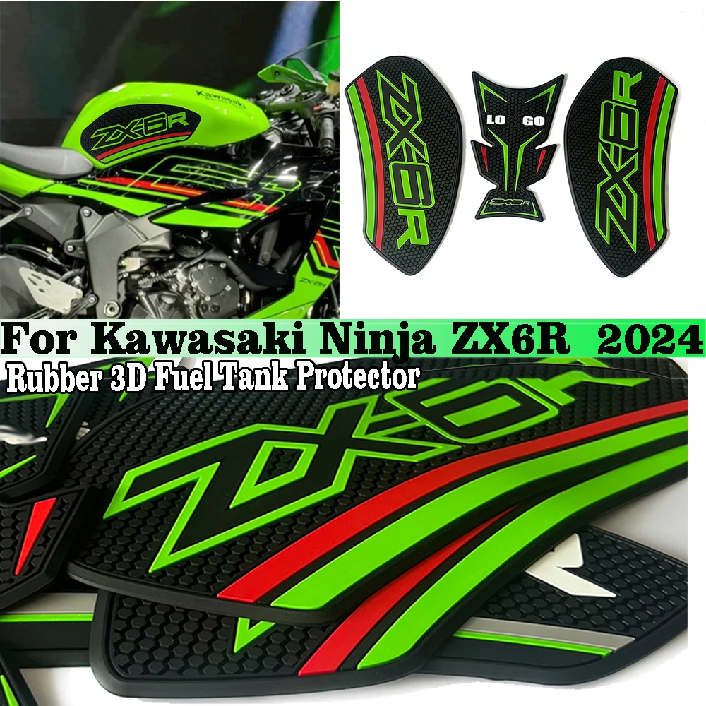 

For Kawasaki Ninja ZX6R ZX-6R 2024- Motorcycle Sticker Anti slip Fuel Tank Pad 3D Side Gas Knee Grip Traction Pads