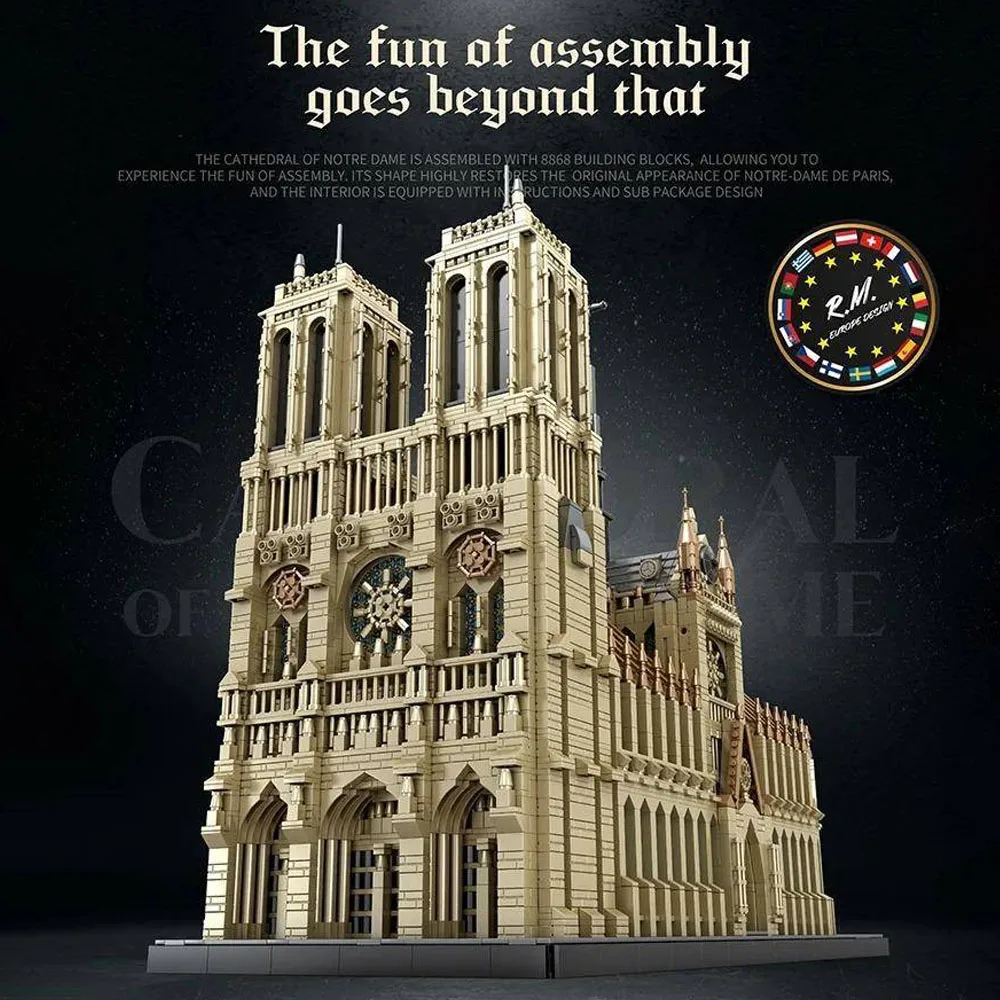 Creator 66016 สถาปัตยกรรมโลก Notre Dame Cathedral Gothic ชุดจําลอง City Modular Building Blocks ของขวัญ 8868PCS