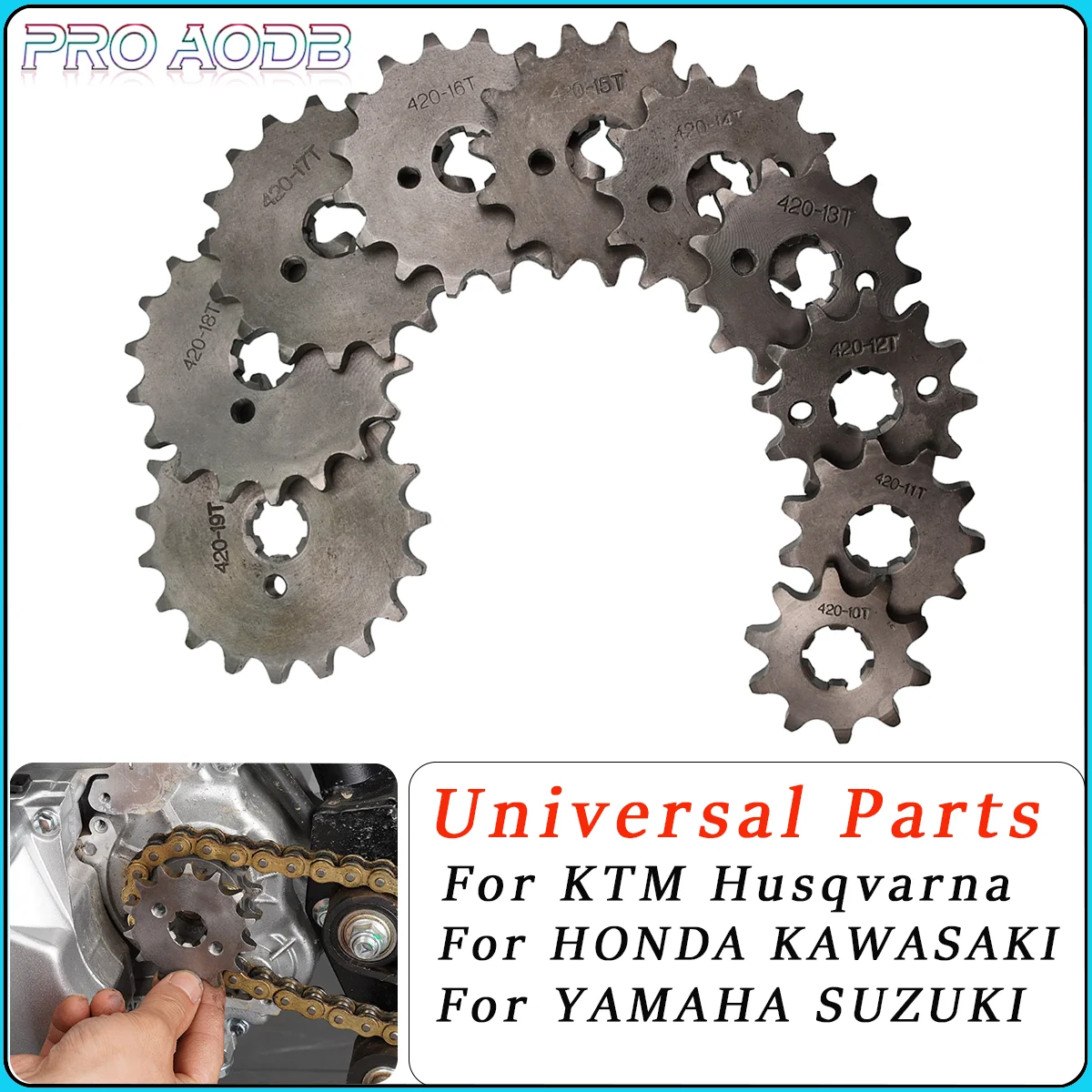 

Motorcycle 420# 17/20mm 10-19T Tooth Front Engine Sprocket for 50-160cc Orion Apollo Dirt Bike ATV Quad Go Kart Buggy Scooter