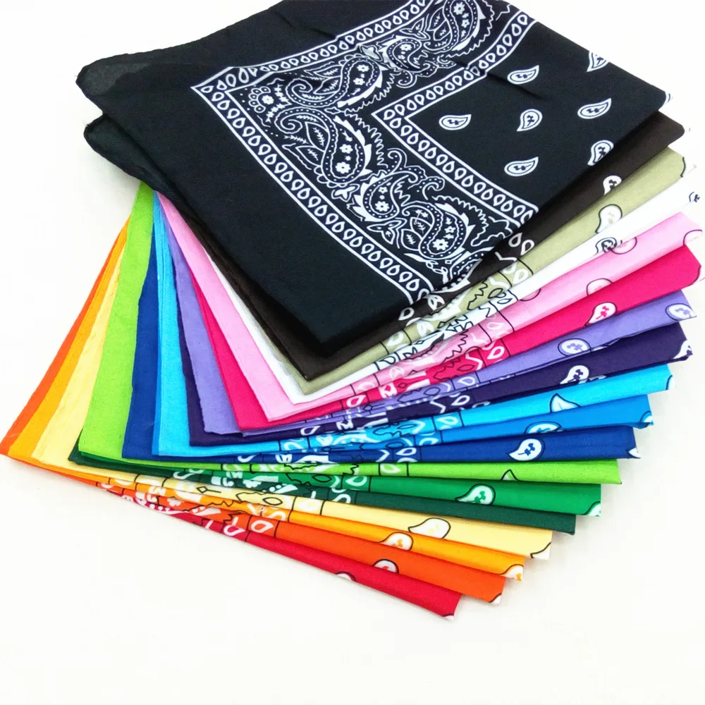 55cm Hip Hop Printed Bandana for Men Women Cashew Flower Headbands Hair Band Wrist Wraps Square Scarves DIY Hair Accessories