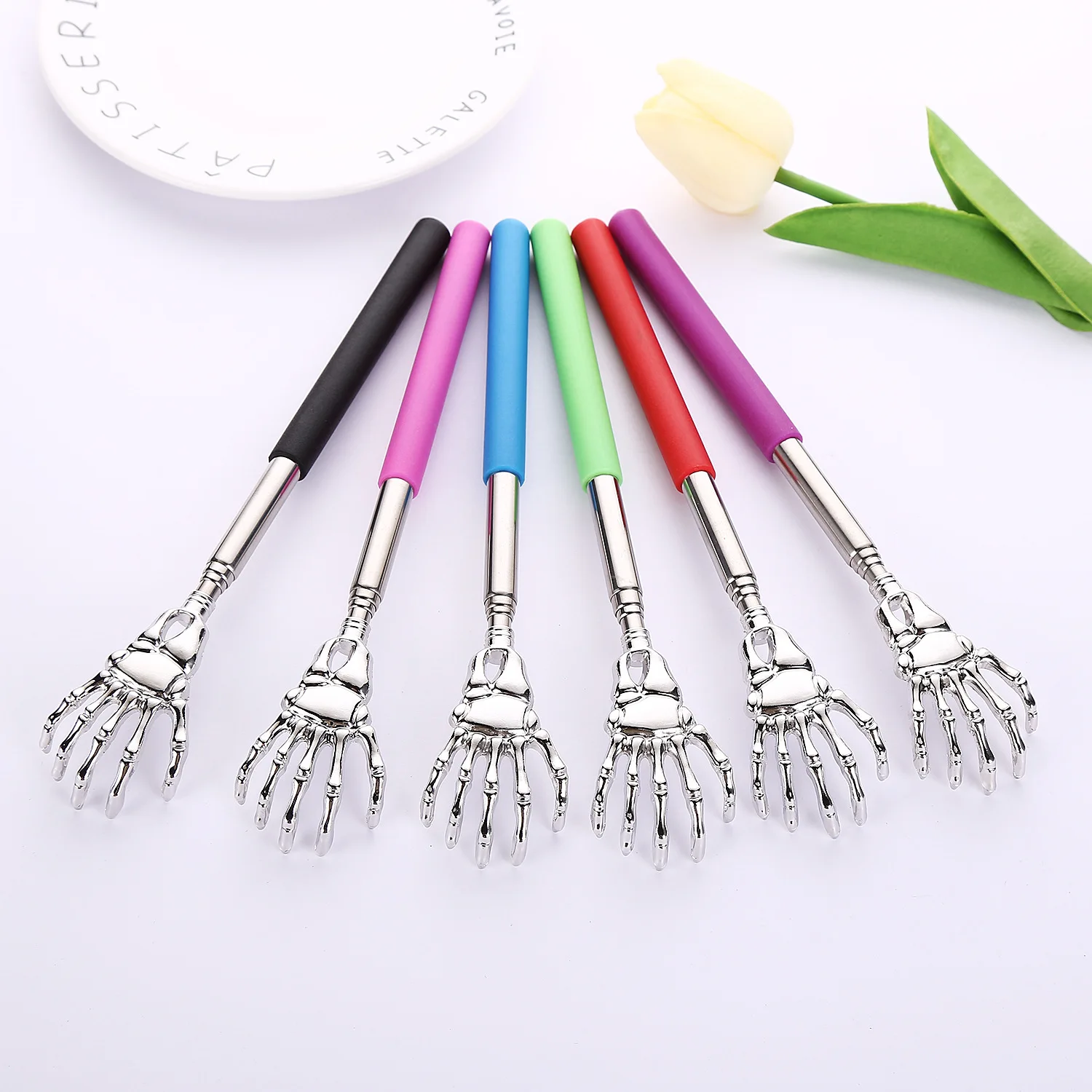 

100Pcs Stainless Steel Back Scratcher Telescopic Scratching Massager Extendable Itch Old Man Happy Health Products Hackle RX