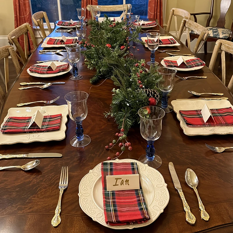 Christmas Placemats - Set of 4 Xmas Buffalo Check Table Mat Pure Cotton Reusable Napkins Coffee Dining Kitchen Table Decorations