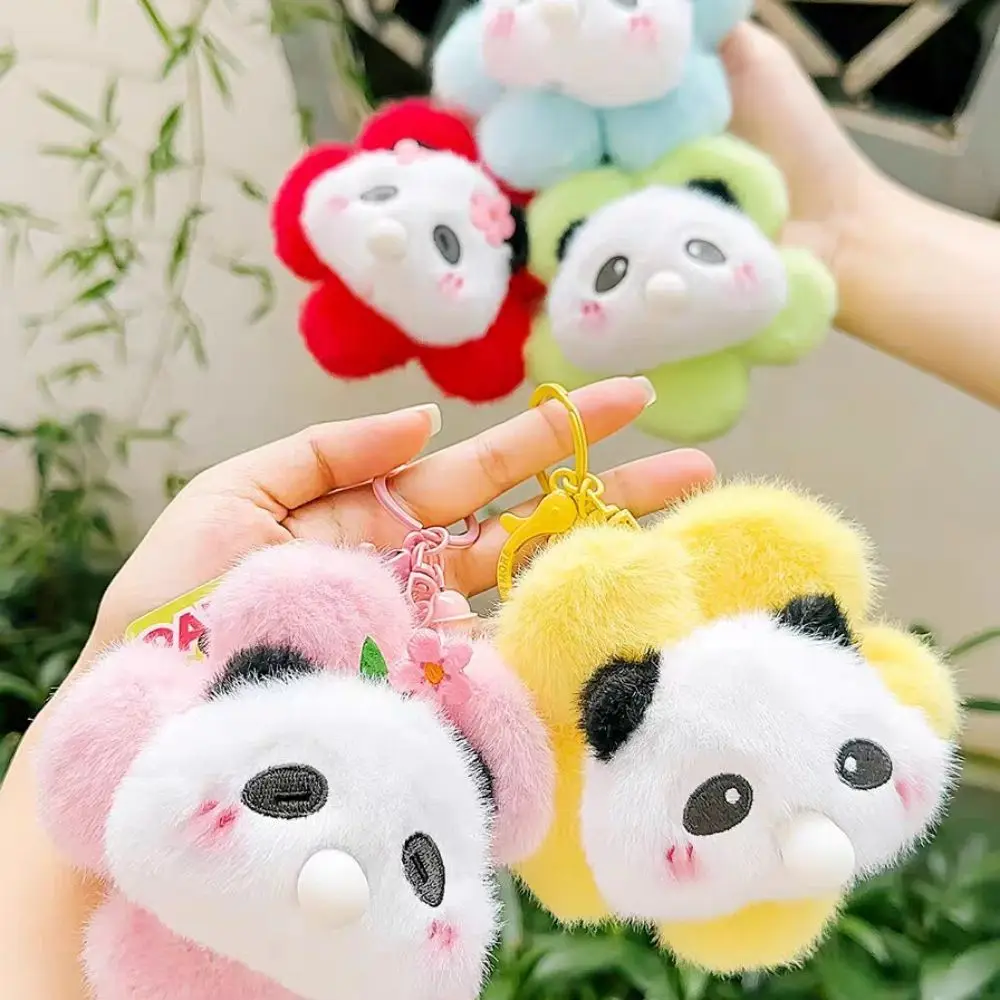 Blow Bubble Sunflower Panda Pendant Flower Plush Doll Panda Flower Plush Keychain Funny Creative Flower Stuffed Plush Toys Kids