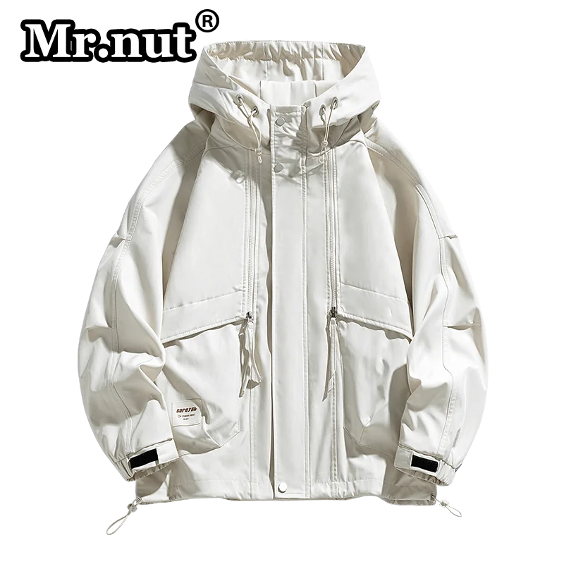 Mr.nut Camping Outdoor giacche uomo abbigliamento popolare tinta unita top giacca frangivento impermeabile cappotto maschile Oversize con cappuccio