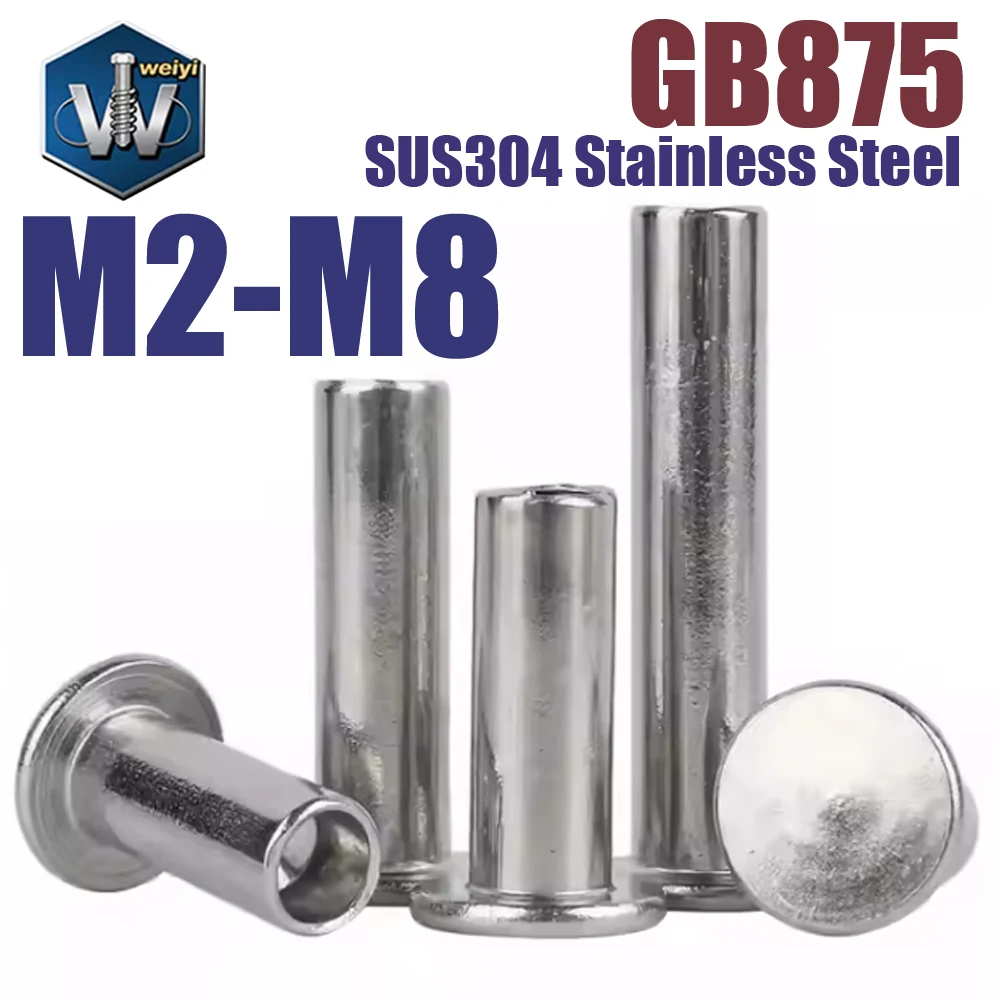 Weiyi 20/100 Stück M2 M2.5 M3 M4 M5 M6 M8 SUS304 Edelstahl GB875 Flachkopf-Halbnieten – Detail 1