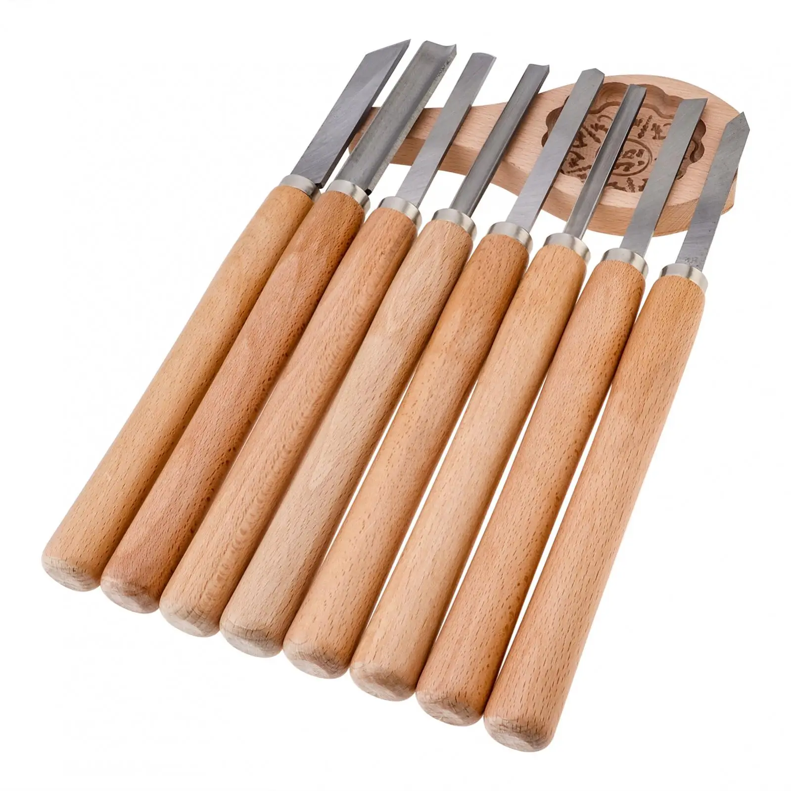 8pcs/set Professional Wood Turning Chisel Gouge Wood Carving Lathe Chisel Set for Beginner Hobbyist Woodworking Hand Tools