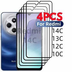 4/3/2/1PCS For Redmi 14C Glass Xiaomi Redmi 14C Tempered Glass Full Cover Glue HD 9H For Screen Protector Redmi 14C 13C 12C 10C